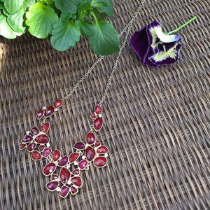 3/$25 red faceted 'crystals' 'gold' necklace NWOT